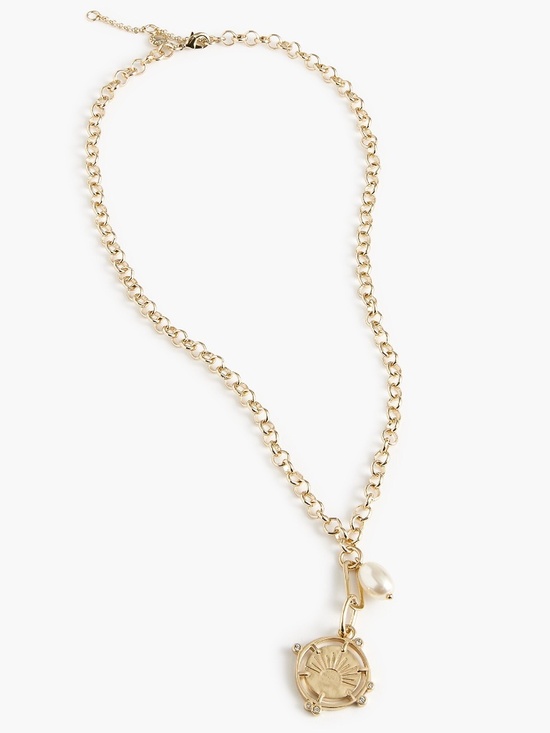 J. Crew Factory Jewelry - J. Crew Gold Pearl and Coin Charm Necklace/NWT